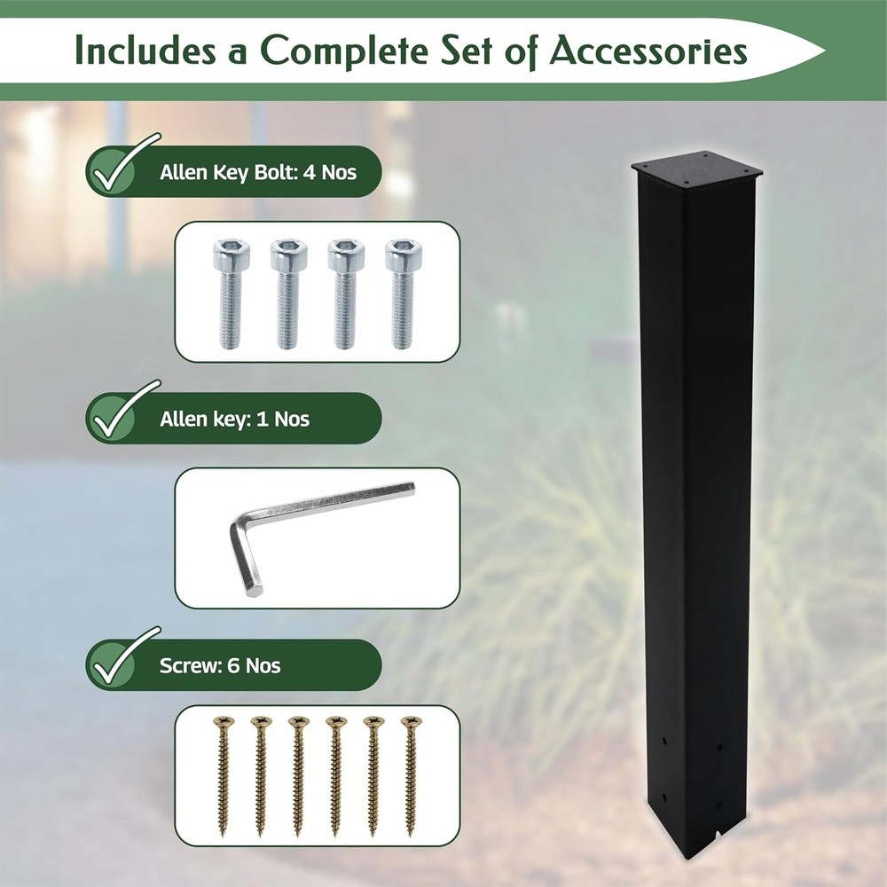 Mailbox Post - 43 x 4 x 4" - Mail Box Post for Outside Modern Mailbox - Black