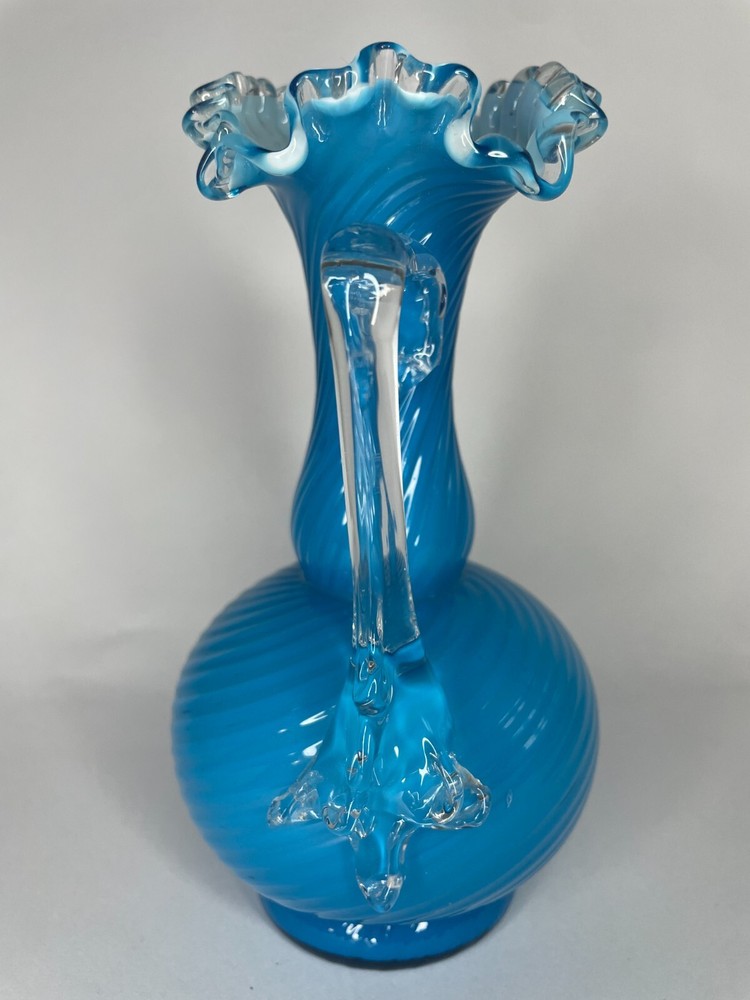 Blue 7" Victorian Stourbridge Vase