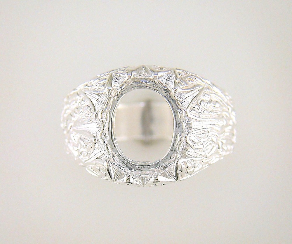 Mens Oval Cabochon Donello Ring Setting Sterling Silver