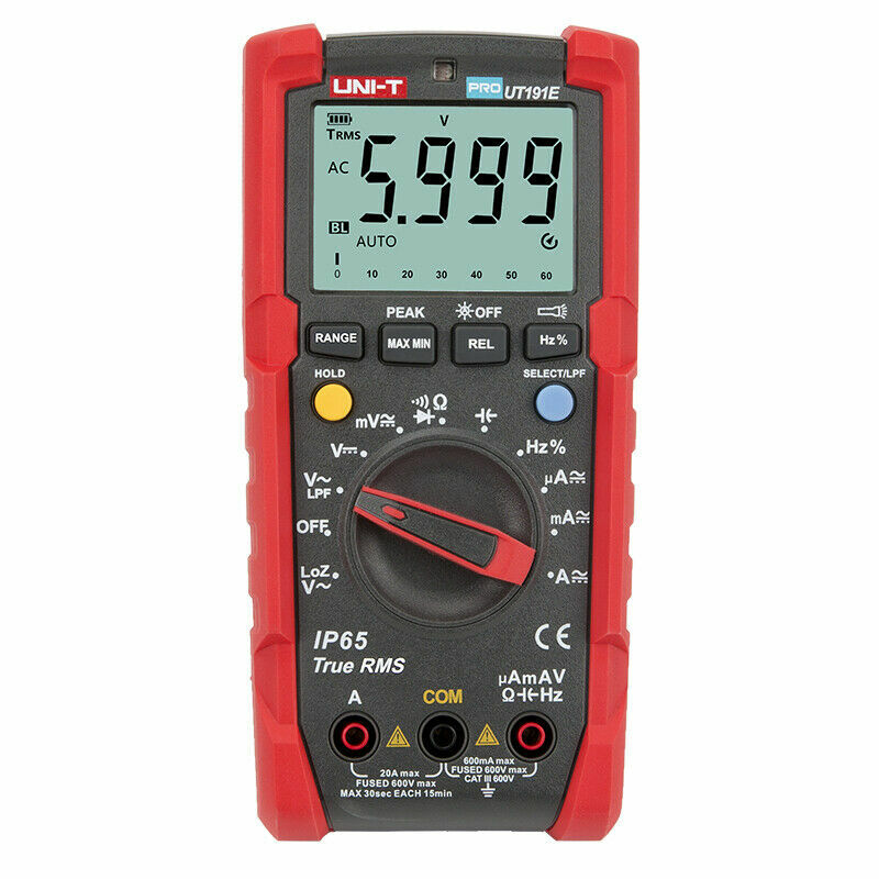 UNIT UT191E UT191T Digital Multimeter LCD IP65 TRUE RMS CAT III 600V