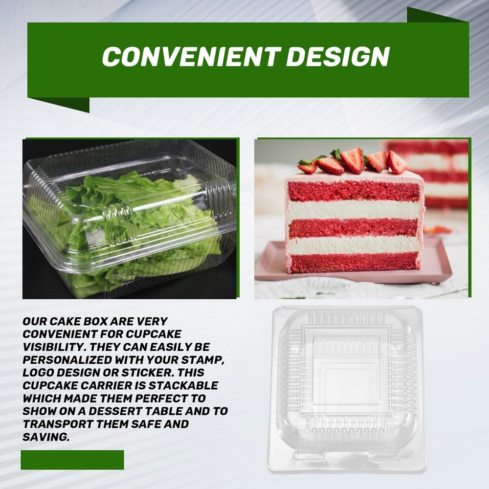 100Pcs Single Individual Cake Boxes Dessert Containers Cheesecake5096