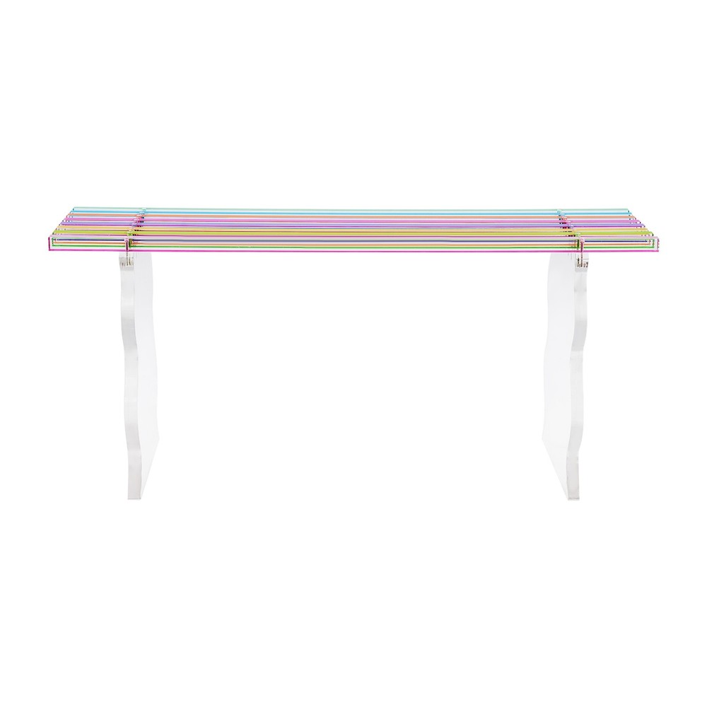 Acrylic Entryway Bench Large Rainbow Bench for Indoor Shoe Changing