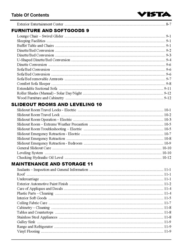 2011 Winnebago Vista Home Owners Operation Manual User Guide