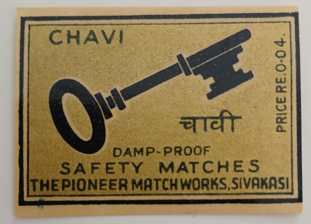 OLD MATCHBOX LABEL - CHAVI -SAFETY MATCHES - MADE IN INDIA