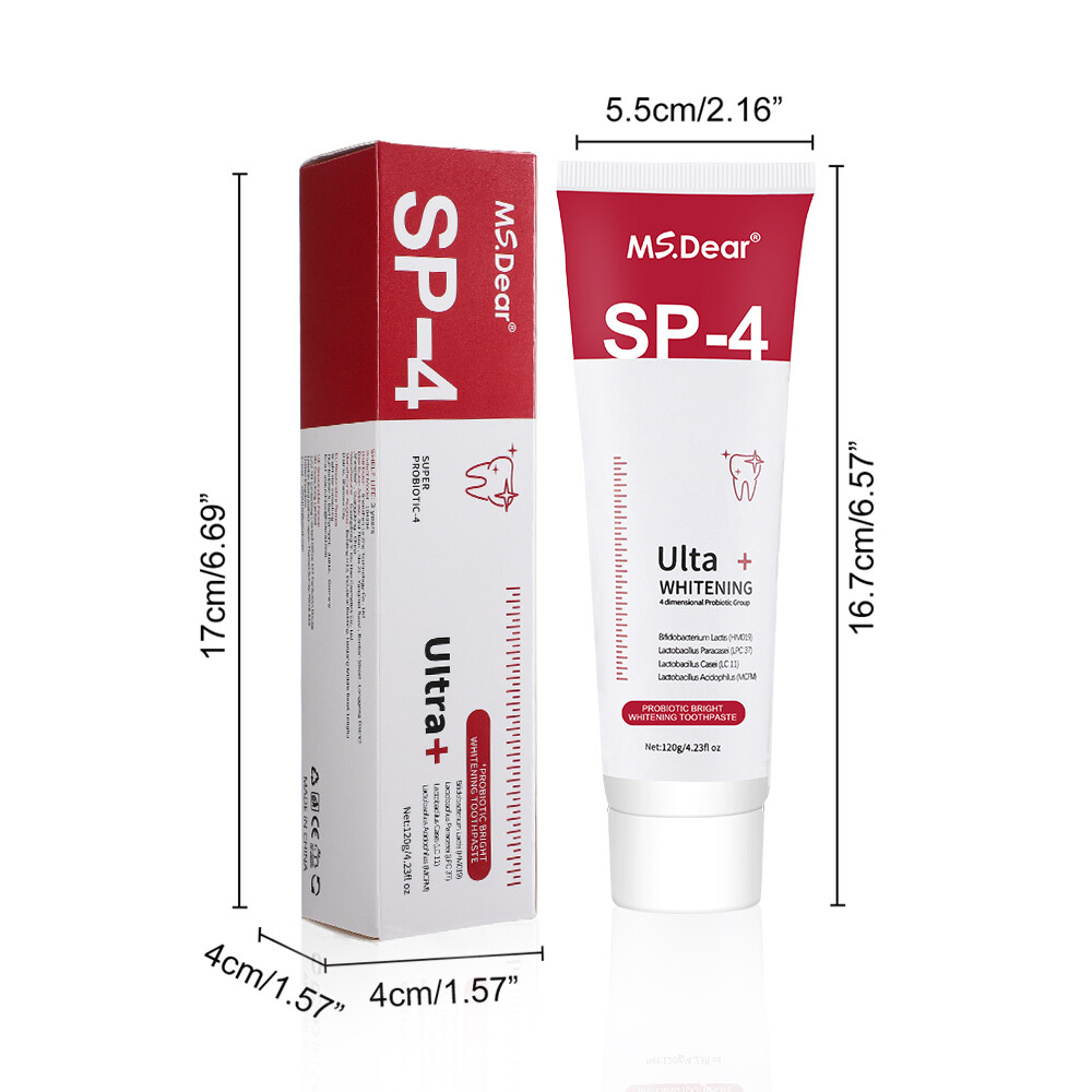 5PACK Toothpaste, Whitening Sp-4 Toothpaste, Sp-4 Probiotic Whitening Toothpaste