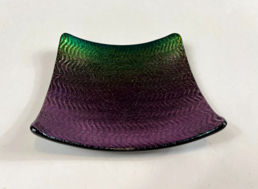 Fused Glass Iridescent Trinket Dish