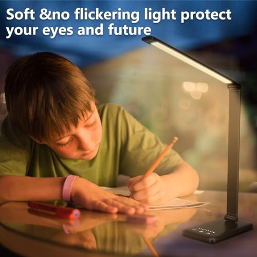 LED Desk Lamp Dimmable Table Lamp Reading Lamp with USB first-generation Black