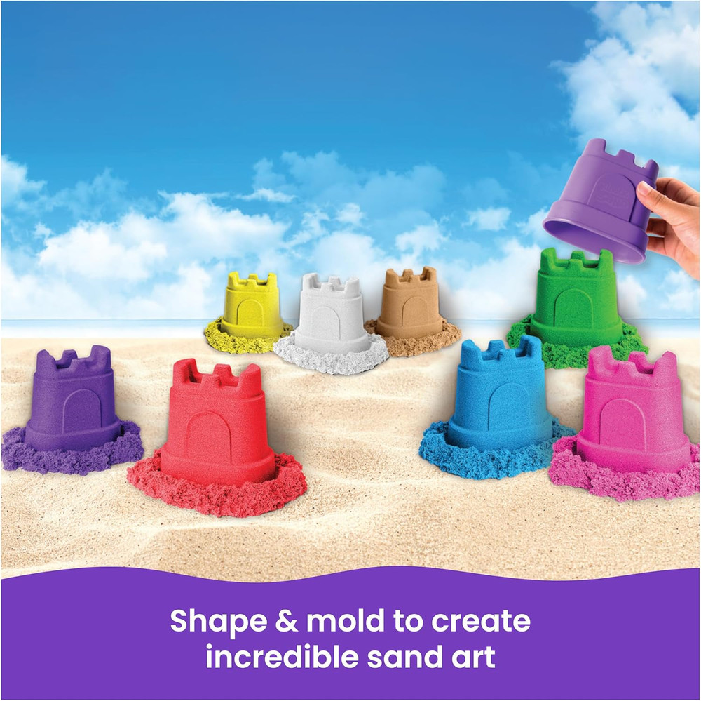 Kinetic Sand, Castle Containers 10-Color Moldable Play Sand Pack for Easter Bask