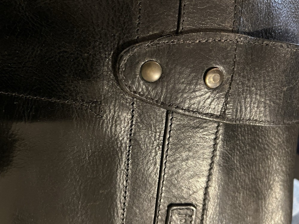 John Varvatos Black Leather Messenger Bag