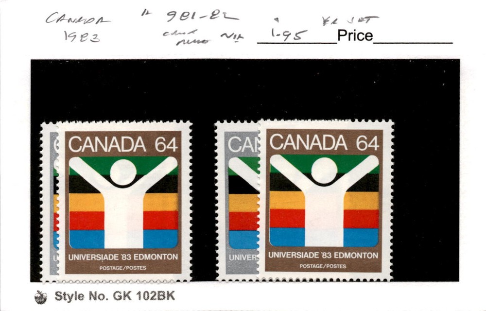 Canada, Postage Stamp, #981-982 (2 Ea) Mint NH, 1983 (AD)