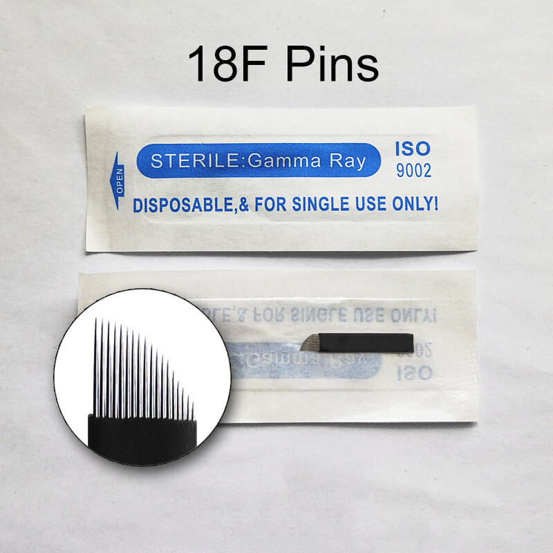 18F Shape Microblading Flex Tattoo Eyebrow Needle Blades 3D Embroidery Black