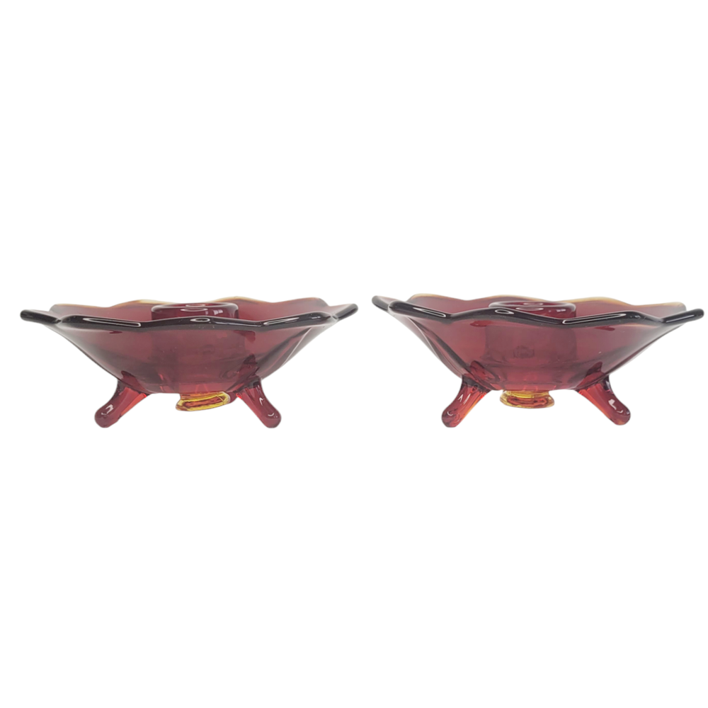 Fenton Glass #848 Ruby Red Single Light Candleholder Pair
