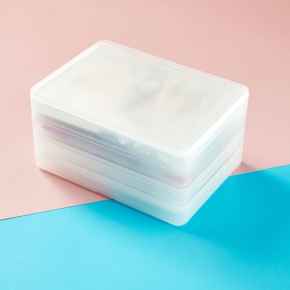 Stackable Medium Set 4 Trays 4 Lids Craft STAX Storage Clear