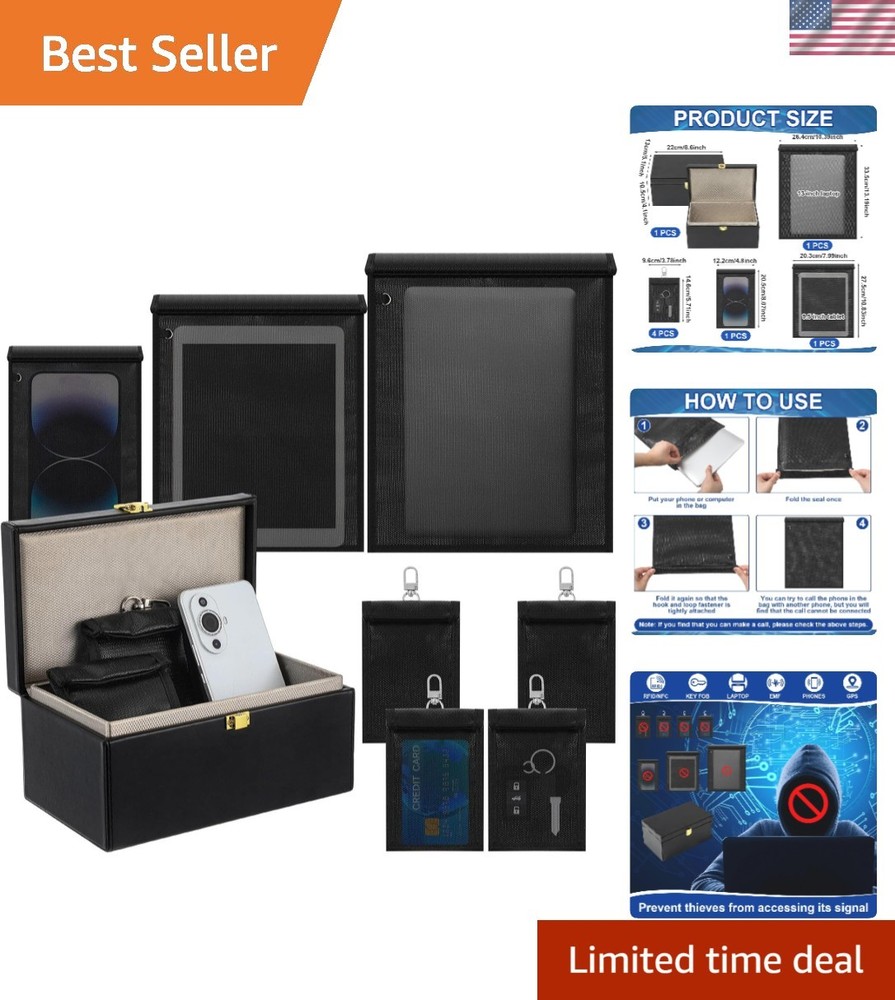 Faraday Box & Multi-Sized Bags - Fireproof, Waterproof Travel Security Solution