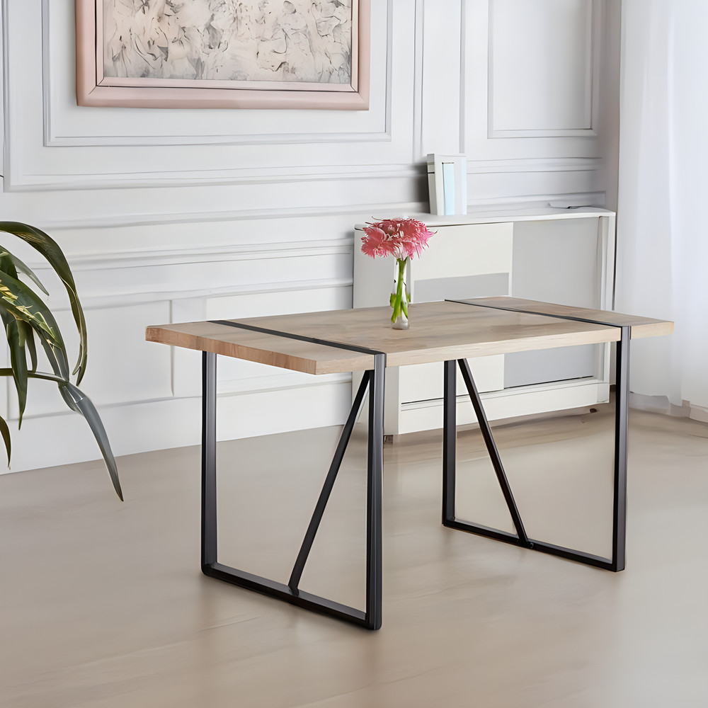 55" Dining Table modern rustic Industrial Rectangular MDF Wood Colour For 4-6