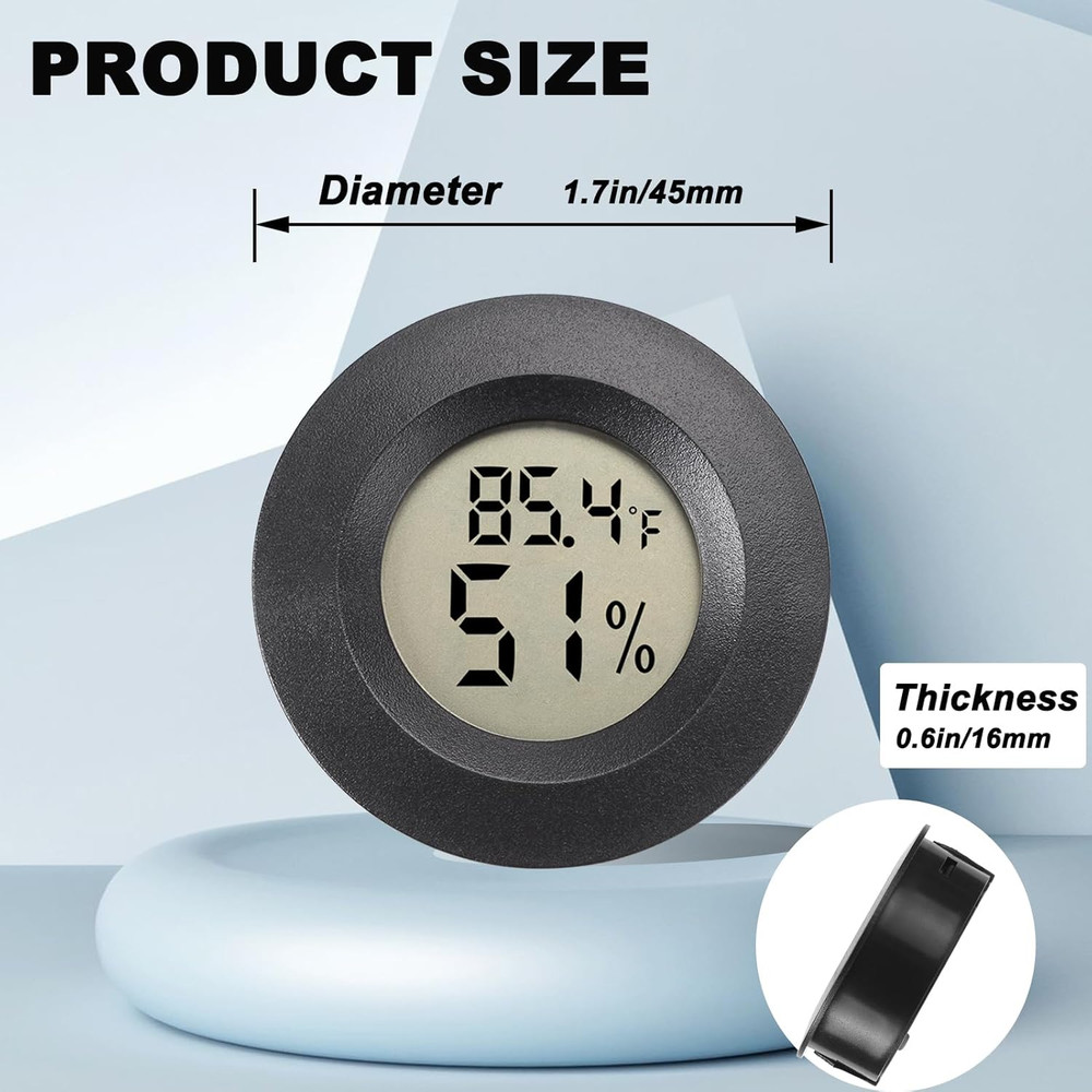 Mini Hygrometer Digital Thermometer Humidity Meter 2 Pack Black