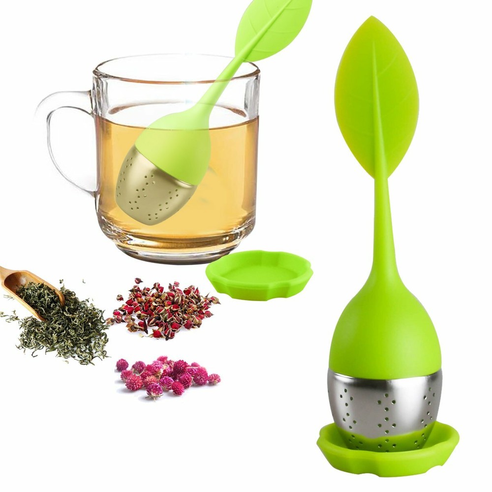 Silicone Leaf Tea Infusers Stainless Tea Strainer Herbal Spice Filter Diffuser