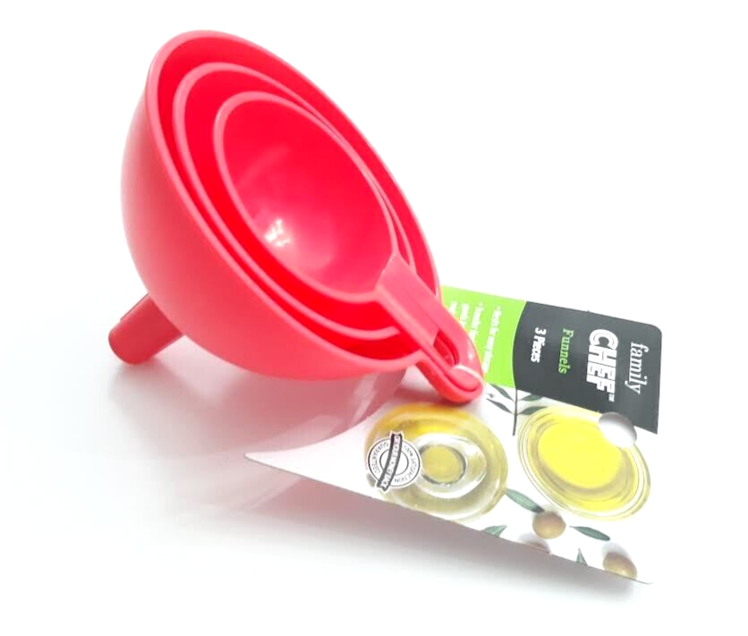 FAMILY CHEF 3 PC FUNNEL SET SMALL MEDIUM LARGE REDISH ORANGE