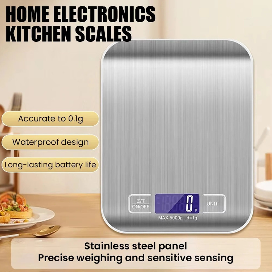 10kg/1g Electronic Kitchen Scale Stainless Steel High Precision Baking Tool