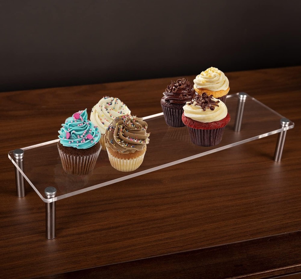 Versatile Acrylic Riser Display Shelf for Cupcakes, Cosmetics & More - 1-Level