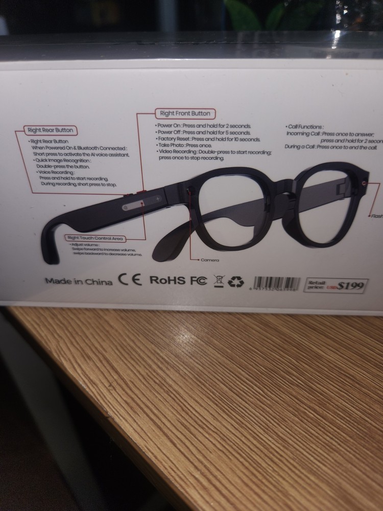 AiMB-S1 Bluetooth Smart Glasses, Black