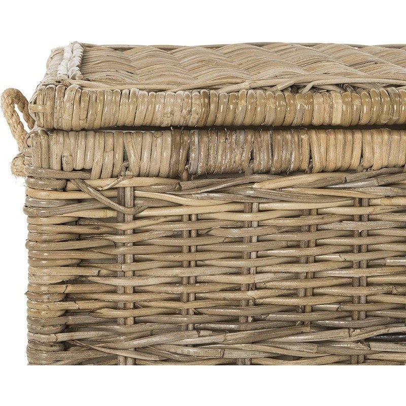 Versatile Wicker Storage Trunk Decorative Bench W/ Cushioned Lid Large Capacity