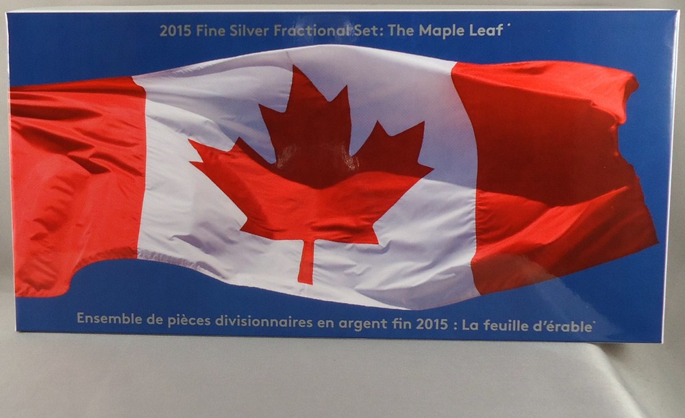 2015 Maple Leaf Fractional Silver Set 5 Incused Reverse Proofs $1,$2, $3, $4, $5