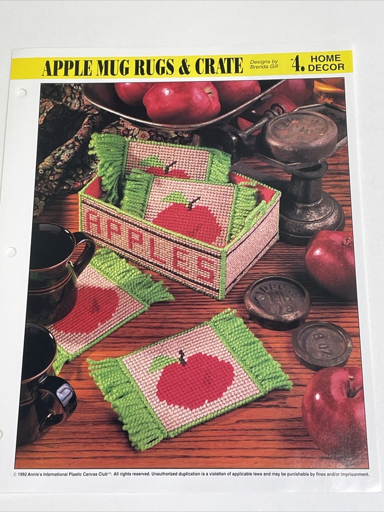 Apple Mug Rugs & Crate Coasters Annie's Attic Plastic Canvas Pattern