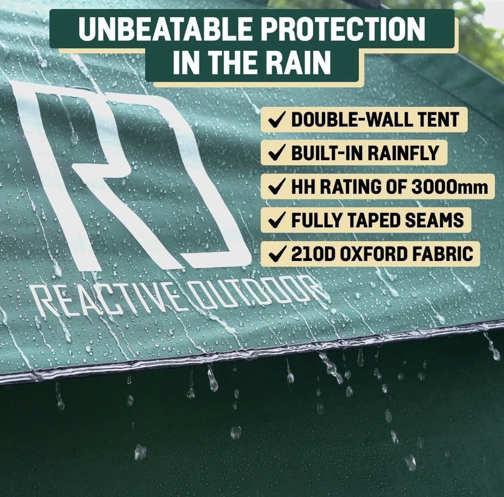 Reactive 3-Second Instant Pop-Up Tent Outdoor, Easy Set-Up