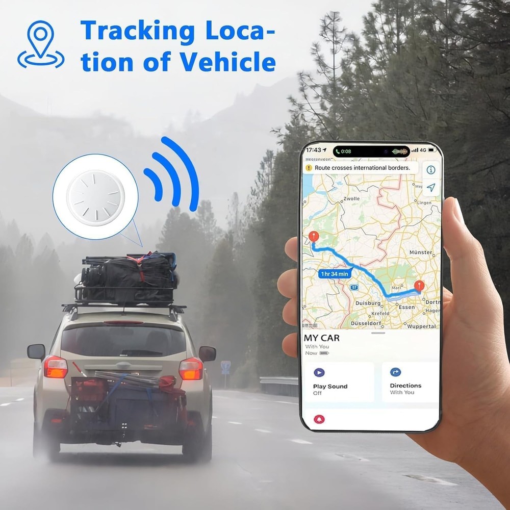 Mini GPS Tracker for Vehicles,Car GPS Tracker Work with Apple Find My(iOS Onl...