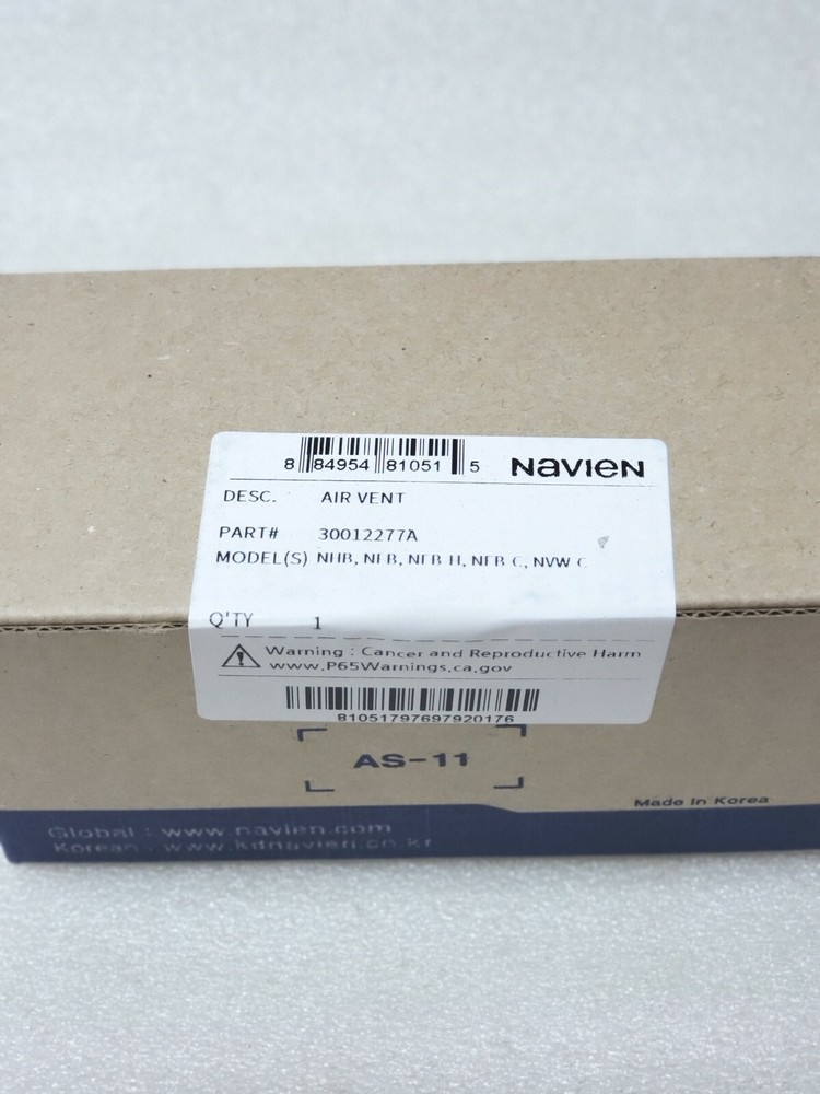 Navien 30012277A Circulation Pump Air Vent , N£W IN BOX