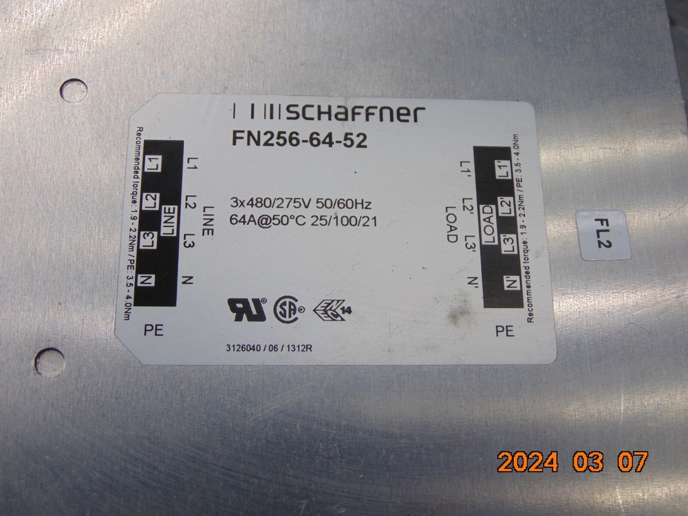 SCHAFFNER FN256-64-52 POWER LINE FILTER