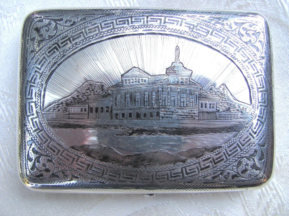 Antique Imperial Russian .84 Silver Niello Cigarette Case Circa 1890