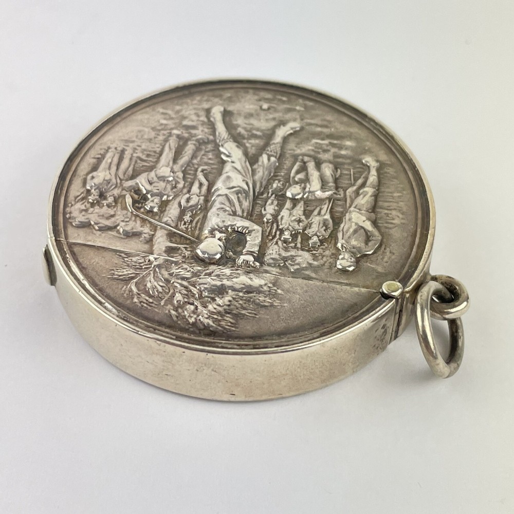 Antique Edwardian Solid Silver Golf Scene Vesta Case Robert Pringle 1906 4.7cm
