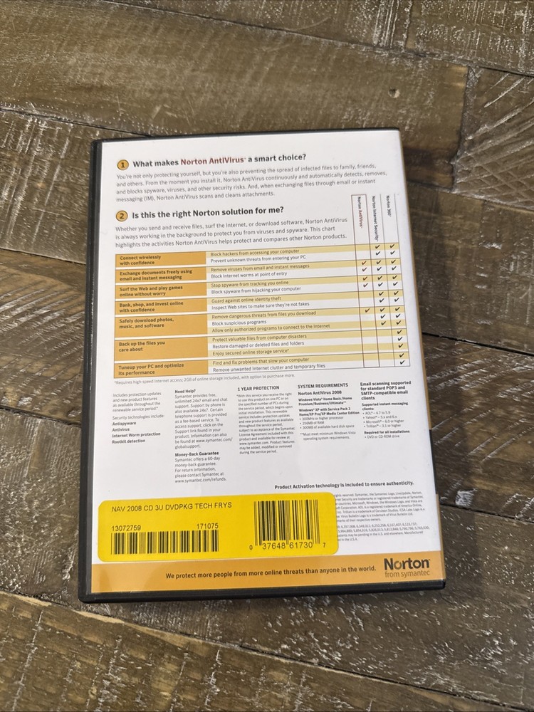 Norton Antivirus 2008 Anti Spyware PC Software