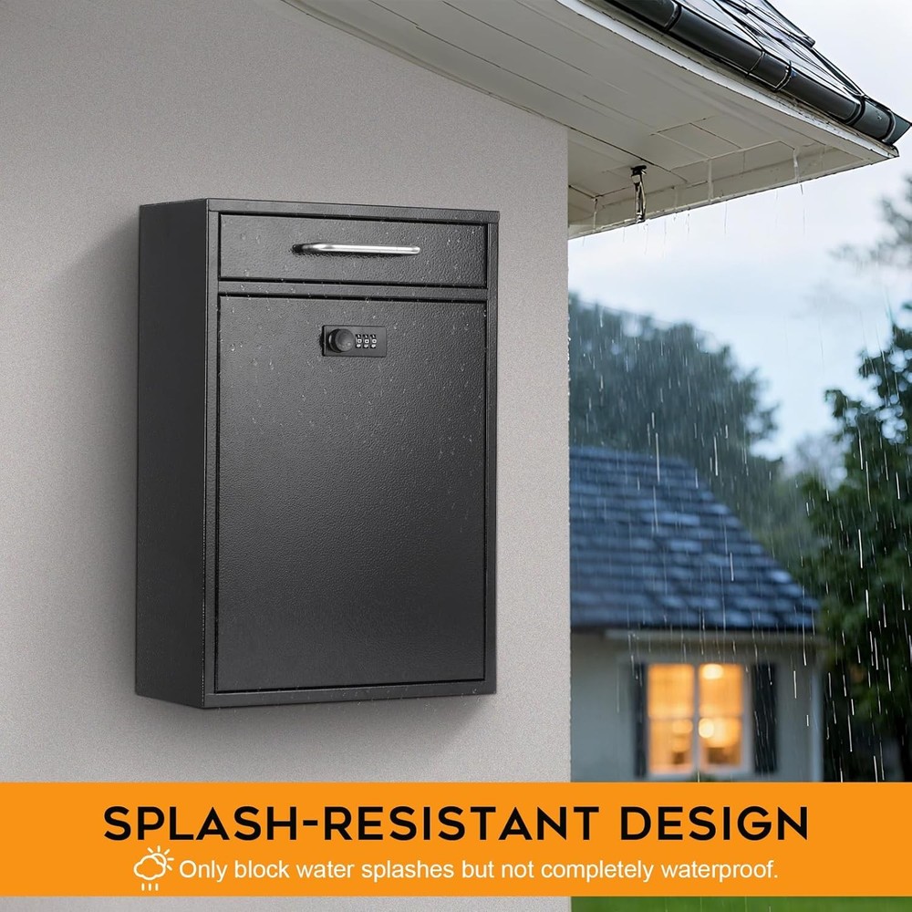 xydled Wall Mount Mailboxes with Combination XL Large, Black Lock