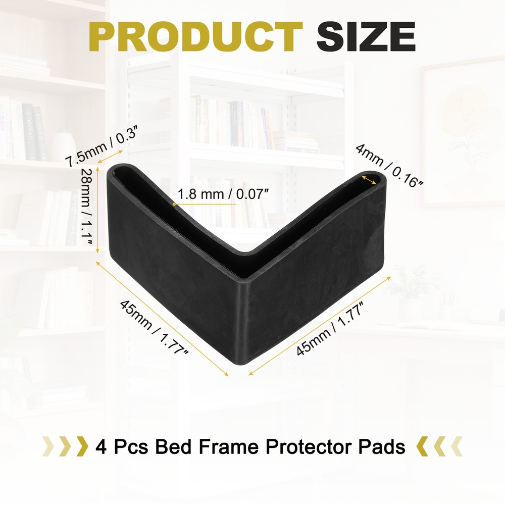4Pcs 1-3/4" Bed Frame End Cap, Angle Iron Foot Pad Leg Protector, Black