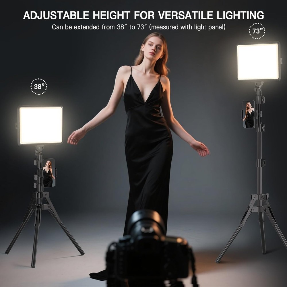 Compact LED Light Panel Kit - 2-Pack with Adjustable Tripod & Brightness Control