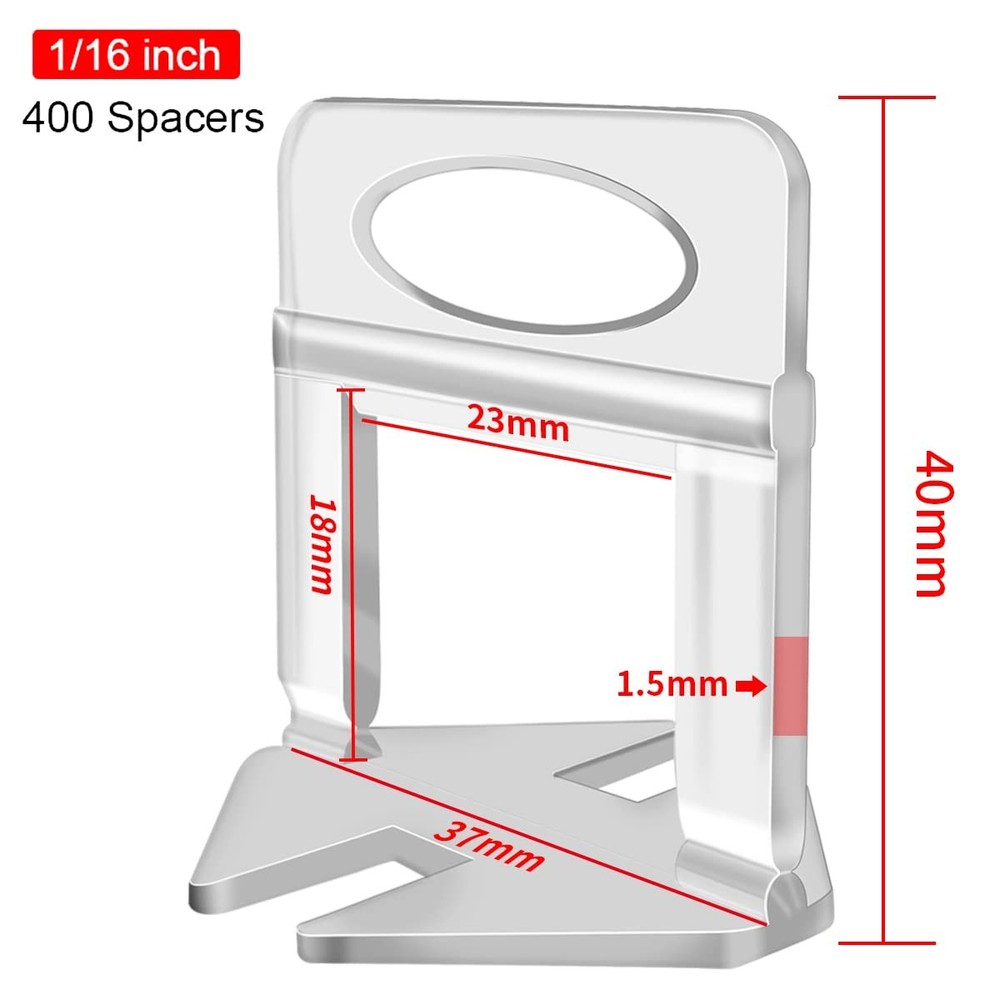 Tile Leveling System Spacers Clips 1/16 in Tile Tools 400 Pcs