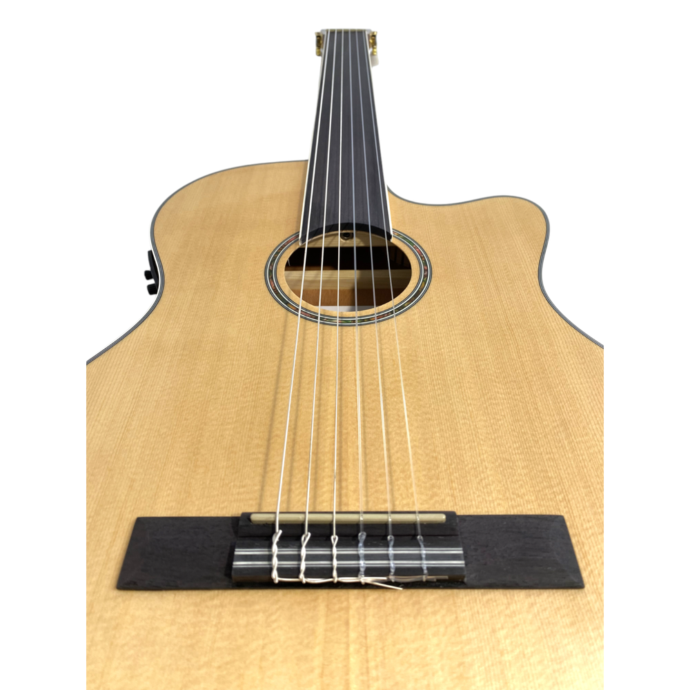 Haze C551BCEQSMFL Solid Top Fretless Arched Back Classical Guitar - Matte
