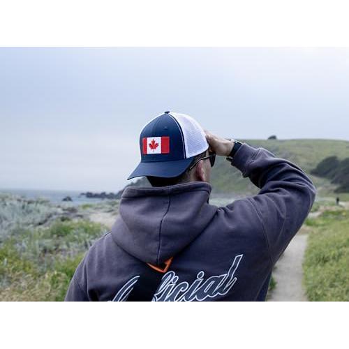 Canada Flag Hat - Snapback Trucker Mesh Baseball Cap(Navy/White)