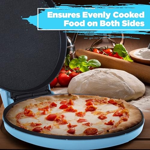 Pizza Maker 12 inch Pizzas Machine, Newly improved Cool-touch Handle Non Teal
