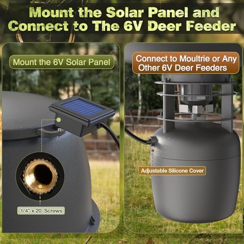 6V Deer Feeder Solar Panel, Efficient Solar Panel Charger with 5FT