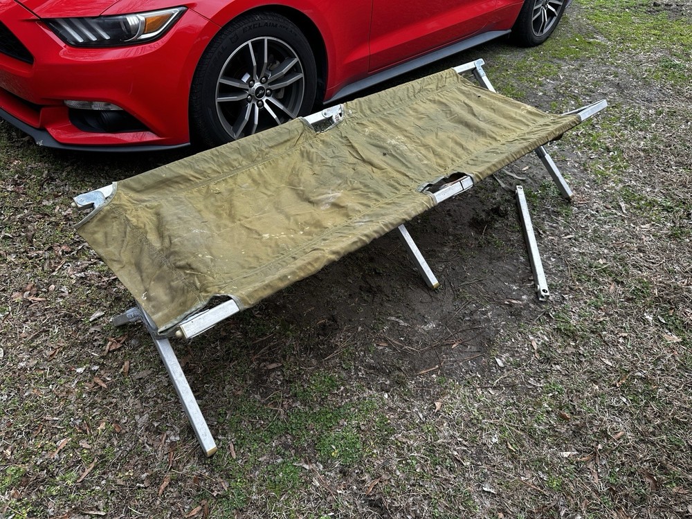 Vintage Aluminum Frame Folding Army Cot