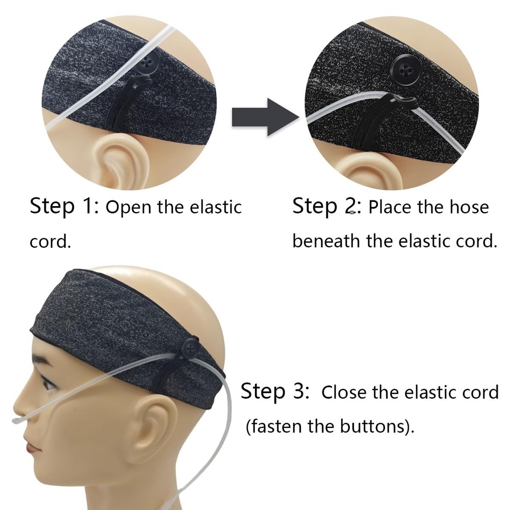 Comfortable Oxygen Nasal Cannula Ear Protector Grey and White Stripes