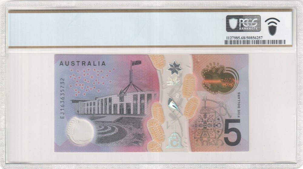 Australia 2016 Last Prefix EJ16 Stevens Fraser $5 Note PCGS 68 PPQ SUPERB GEM...