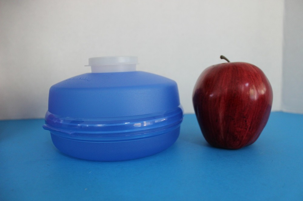 Tupperware BLUE Round SANDWICH Bagel KEEPER includes fitted condiment Smidget