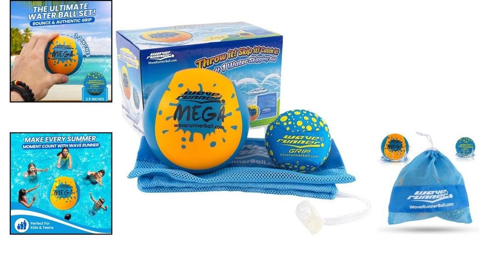 Wave Runner 2-Pack Soft Foam Water Bouncing Grip Balls for Endless Summer Fun