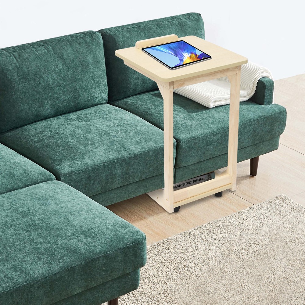 C-Shaped Couch Table Movable Bed/Sofa Side Table Adjustable Angle TV Tray Table