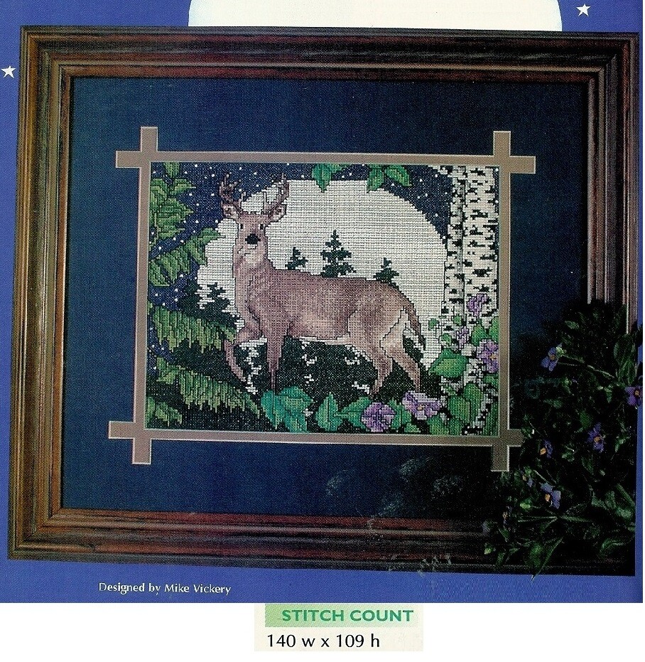 DEER IN MOONLIGHT   - CROSS STITCH PATTERN ONLY  HM EYYE